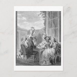 Cartão Postal De Convite The Whist Party, 1783, gravado por Jean Dambrun (1