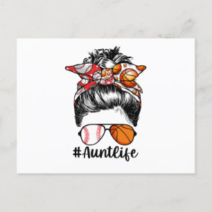 Cartão Postal De Convite Tia Vida Beisebol Basquetebol Tia Coque Desarrumad