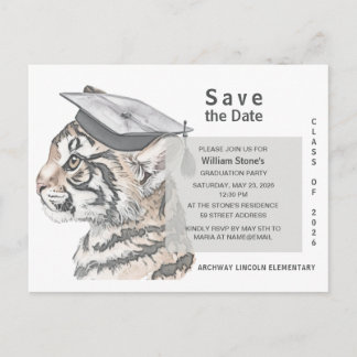 Cartão Postal De Convite Tiger Grad | Graduation Save the Date Card