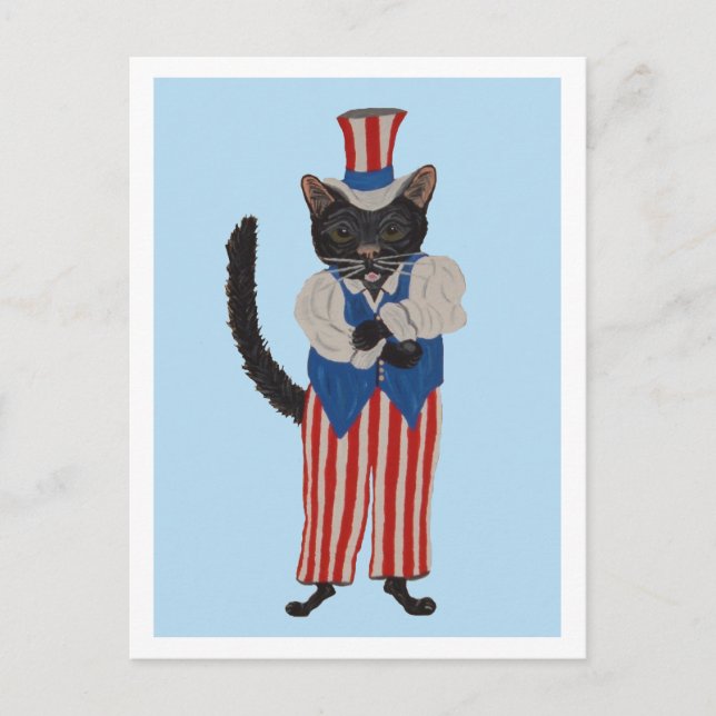 Cartão Postal De Convite Tio Sam Gato Preto (Frente)
