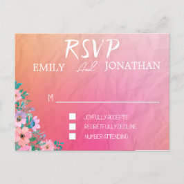 Cartão Postal De Convite Tipografia aquarela rosa moderna RSVP