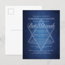 Tipografia Azul e Branco Moderno Bar Mitzvah Forma