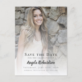 Cartão Postal De Convite Tipografia de Foto de Graduação Moderna Salva a Da