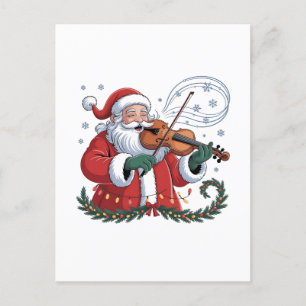 Cartão Postal De Convite Tocador de Violino Santa Violinista Música de Nata