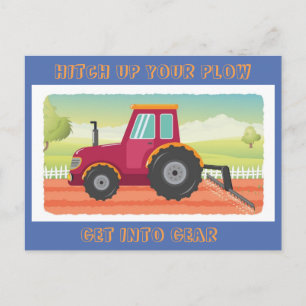 Cartão Postal De Convite Toddler Trator Birthday
