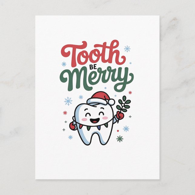 Cartão Postal De Convite Tooth Be Dental Dentist Feliz Natal Xmas (Frente)