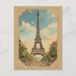 Cartão Postal De Convite Torre Eiffel Paris Viagem Estilo Vintage Arte Retr