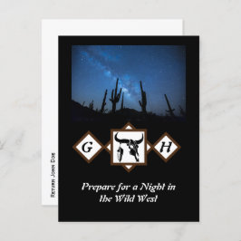 Cartão Postal De Convite Touro Longhorn Negro Touro Crânio Silhueta Monogra