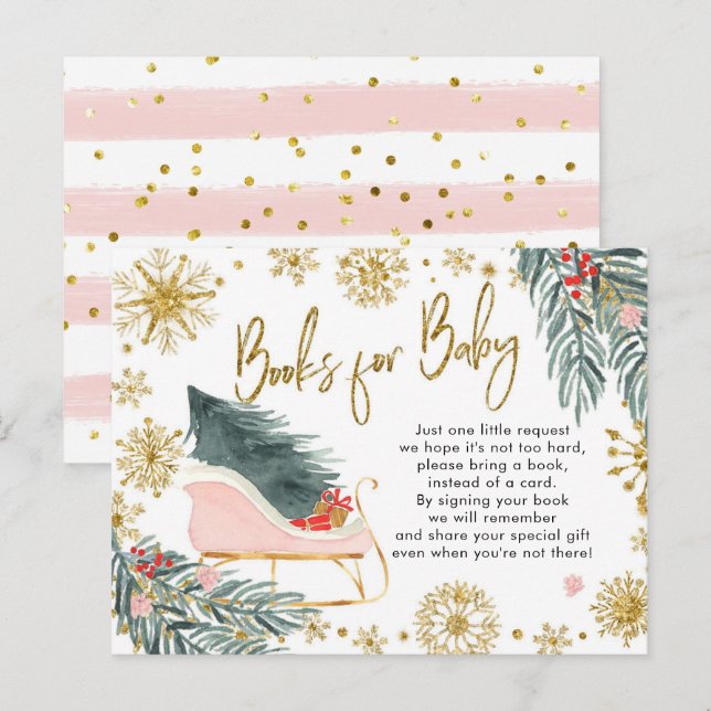 Cartão Postal De Convite Trenó rosa oh que diversão Livros de Inverno para  (Frente/Verso)