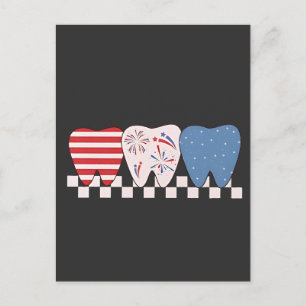 Cartão Postal De Convite Três Dentes de Gráficos de Design 4 de Julho