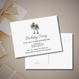 Cartão Postal De Convite Tropical Palm Trees Beach 30th Birthday Party