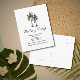 Cartão Postal De Convite Tropical Palm Trees Elegant 30th Birthday Party