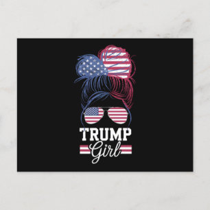 Cartão Postal De Convite Trump Girl Messy Bun EUA 47 Presidente