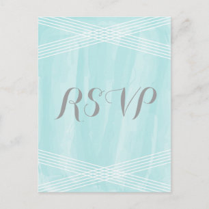 Cartão Postal De Convite Turquoise Watercolor Deco RSVP