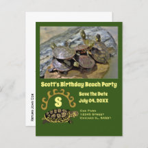 Turtle Cartoon Birthday Beach Party Photo