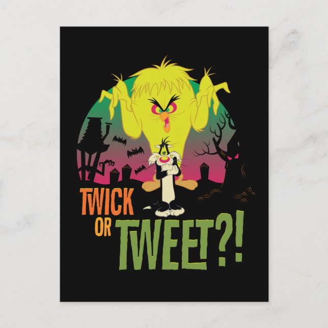 Cartão Postal De Convite "Twick ou Tweet" TWEETY™ e SYLVESTER™ (Frente)