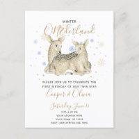 Twins Winter ONEderland Deer Baby's primeiro anive