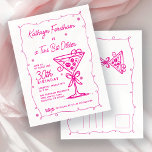 Cartão Postal De Convite Um aniversário de 30 anos Espresso Martini Tini Bi<br><div class="desc">Whimsical e feminina,  este convite de aniversário para o tema "espresso martini" apresenta um grande martini de rabisco rosa e um quadro. Todo o texto é editável.</div>