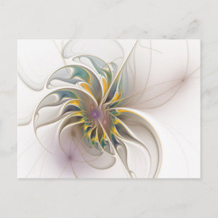 Cartão Postal De Convite Um ornamento fractal colorido. Arte de flor abstra