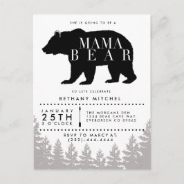 Cartão Postal De Convite Urso da Mamãe Rustic | CHÁ DE FRALDAS