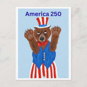 Cartão Postal De Convite Urso Tio Sam América 250
