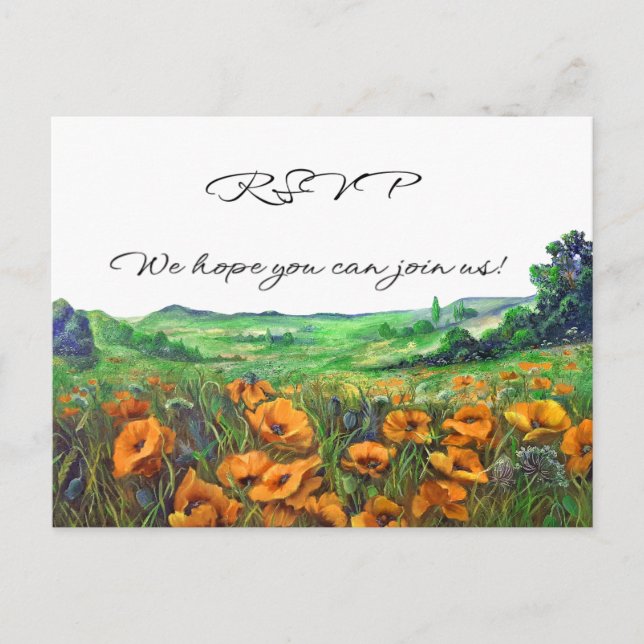 Cartão Postal De Convite Vale California Poppies Landscape Floral RSVP (Frente)