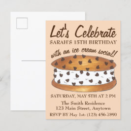 Cartão Postal De Convite Vamos Celebrar o Aniversário do Chipwich Ice Cream