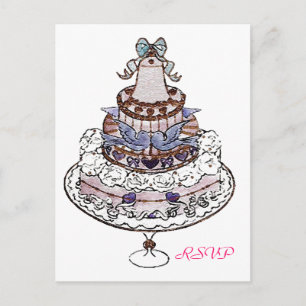 Cartão Postal De Convite Vamos Comer O Cartão-Postal RSVP De Casamento