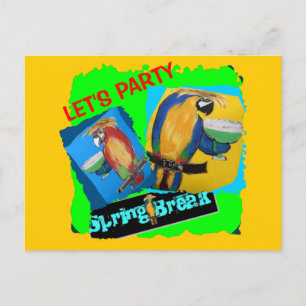 Cartão Postal De Convite Vamos Fazer uma Festa - Papagaios