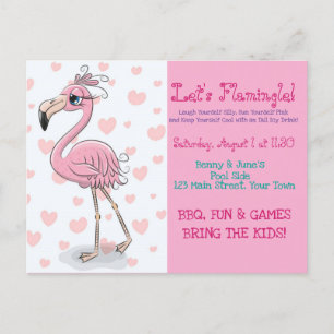 Cartão Postal De Convite Vamos Flamingle