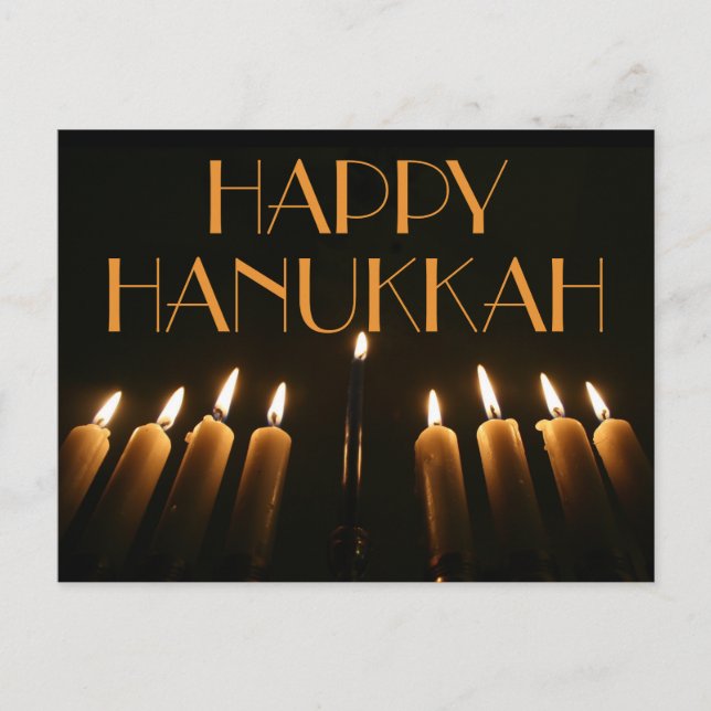 Cartão Postal De Convite Vela Feliz de Hanukkah Menorah (Frente)