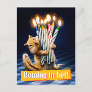 Cartão Postal De Convite Velas de Aniversário de Esquilo