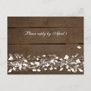 Cartão Postal De Convite Velho Plank Floral RSVP