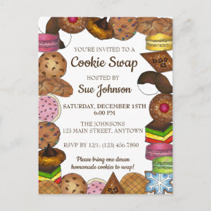 Cartão Postal De Convite Venda de Assar de Troca de Cookies no Natal Feriad