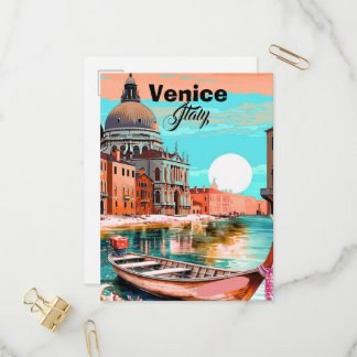 Cartão Postal De Convite Venice Travel Postcard Art, Venice Postcard, Venic