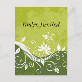 Cartão Postal De Convite verde floral - Você é convidado - personalizável