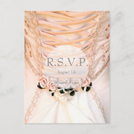 Cartão Postal De Convite Vestido Branca com RSVP de Casamento de Rosas