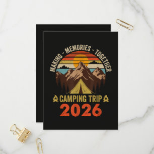 Cartão Postal De Convite Viagem de Acampamento Familiar Retro Sunset 2026