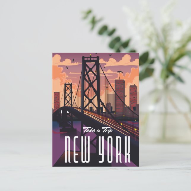 Cartão Postal De Convite Viagem para Nova York (Em pé/Frente)