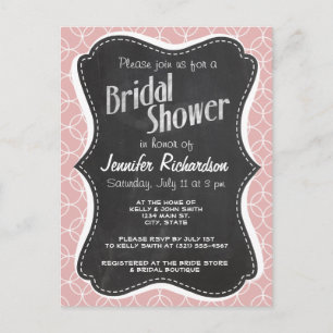 Cartão Postal De Convite Vintage Chalkboard olha nos Círculos Mauve