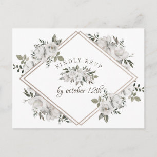 Cartão Postal De Convite Vintage Cherish Floral Diamond RSVP