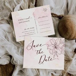 Cartão Postal De Convite Vintage Floral Casamento Moderno Salva A Data