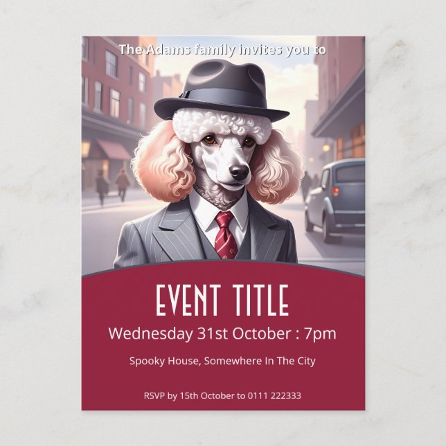 Cartão Postal De Convite Vintage Gangster Poodle (Frente)