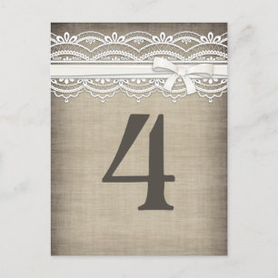 Cartão Postal De Convite Vintage Lace & Linen Rustic Elegance Chá de panela