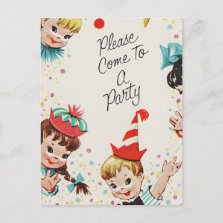 Cartão Postal De Convite Vintage Party Convide, Venha A Uma Festa