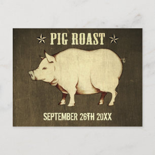 Cartão Postal De Convite Vintage Pig Roast Postcard I (Brown)