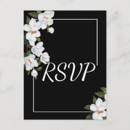 Cartão Postal De Convite Vintage White Rose RSVP