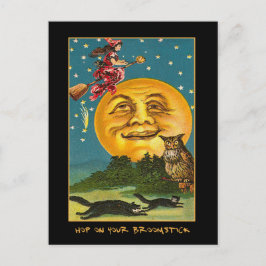 Cartão Postal De Convite Vintage Witold Sobre Lua Com Maldito Texto Convida