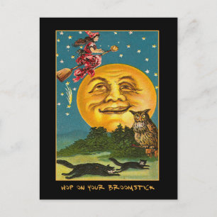 Cartão Postal De Convite Vintage Witold Sobre Lua Com Maldito Texto Convida