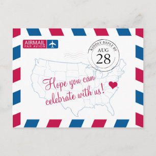 Cartão Postal De Convite Virginia Airmail WEDDING RSVP